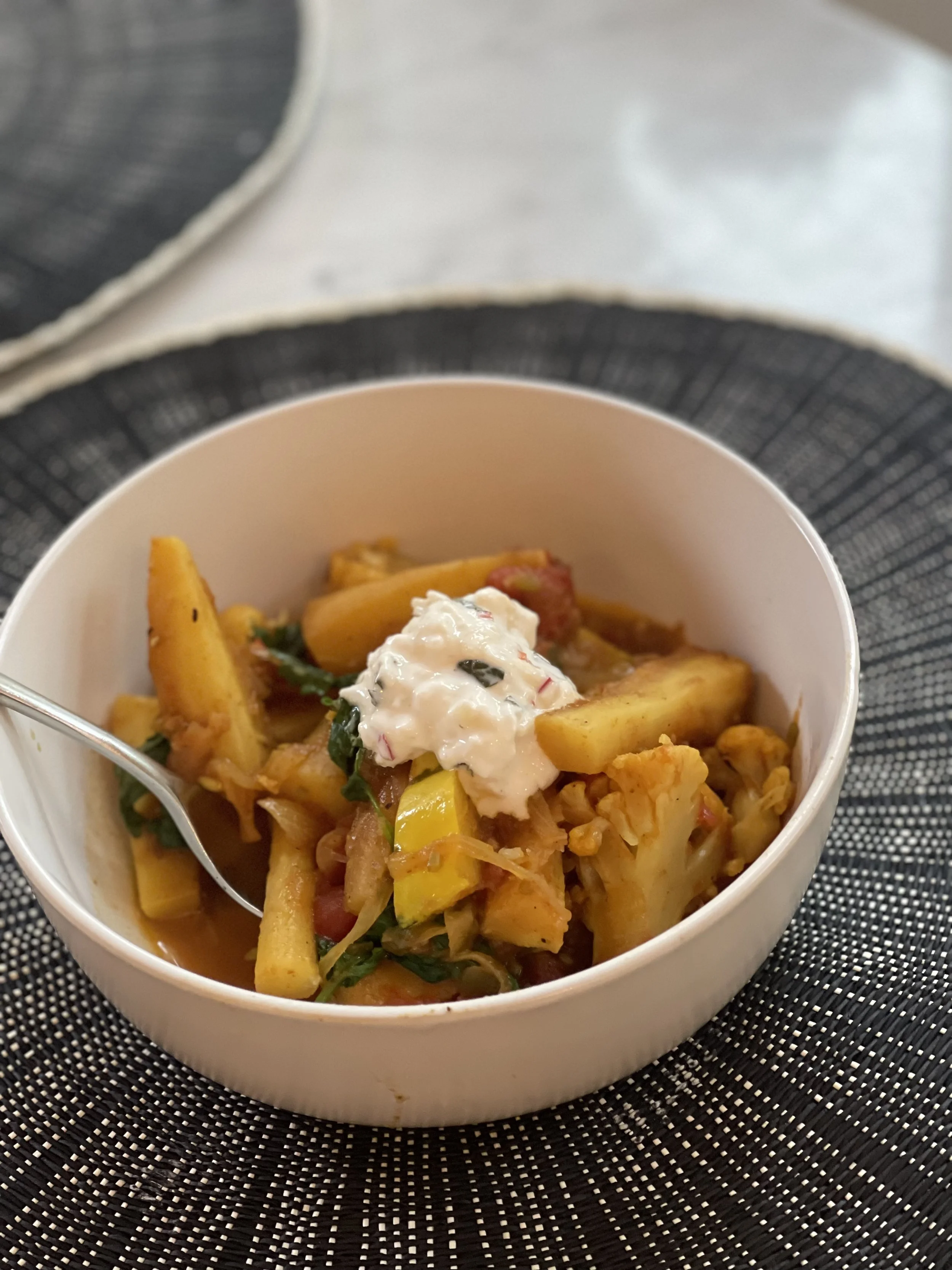 Fall Vegetable Masala with Apple-Mint Raita