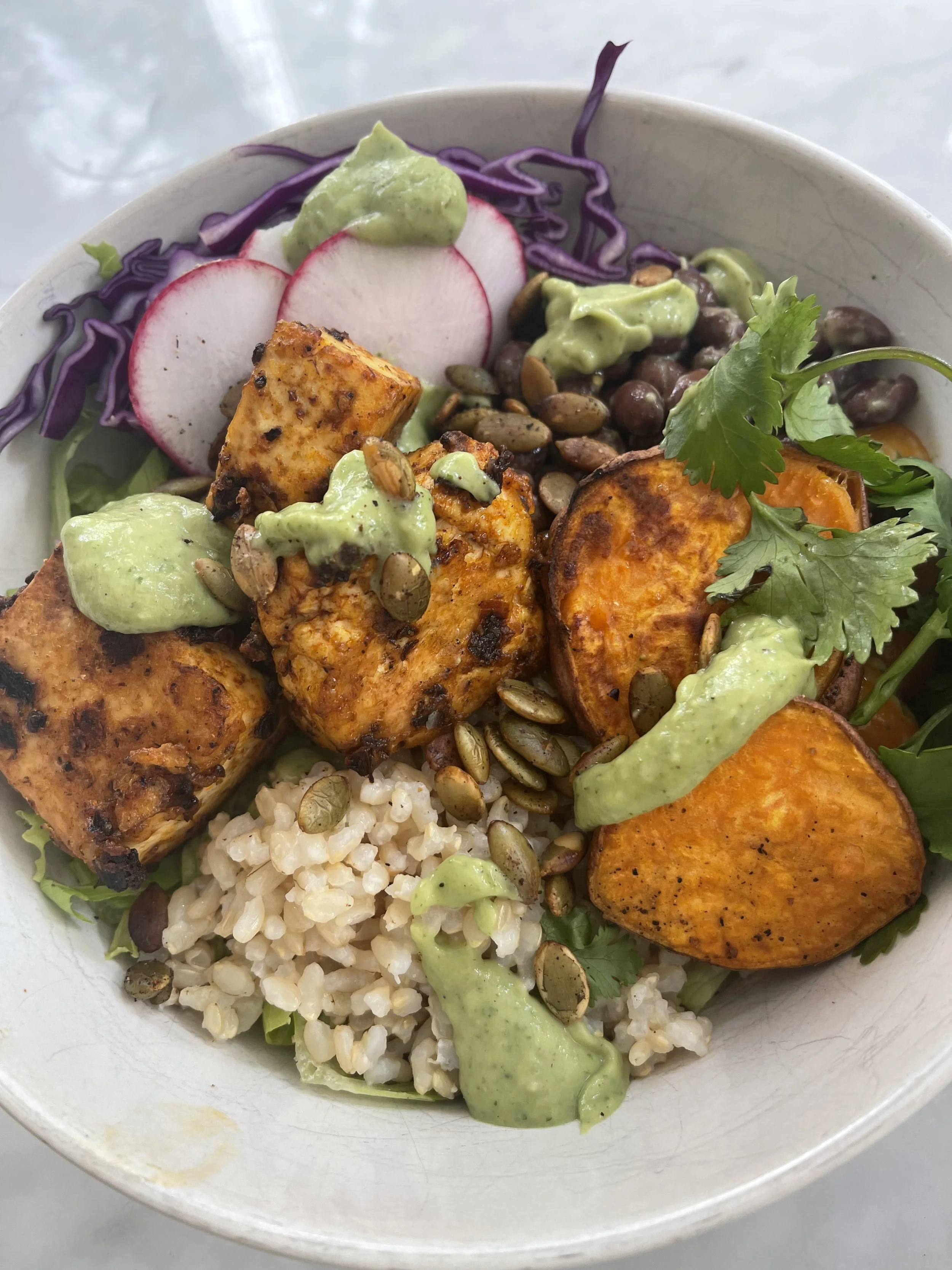 Fiesta Bowl. Sweet Plantain and Black Bean Burrito Bowl 
