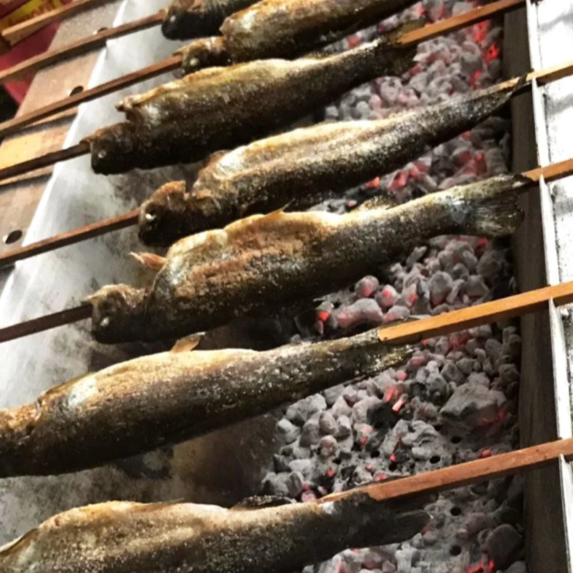 'Stöcklesfisch' Körschtal-Forelle am Spieß