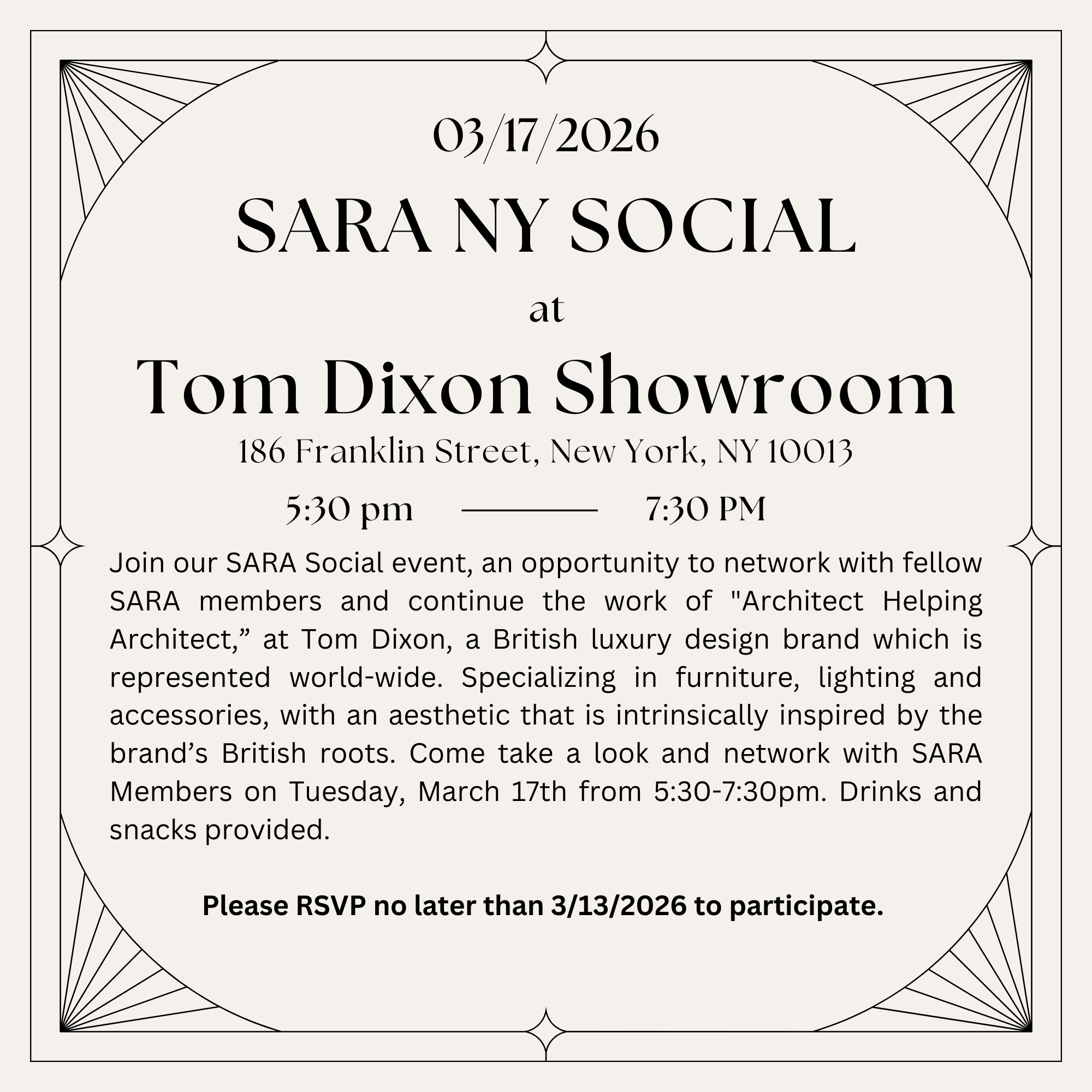 SARA NY Social at Tom Dixon Showroom