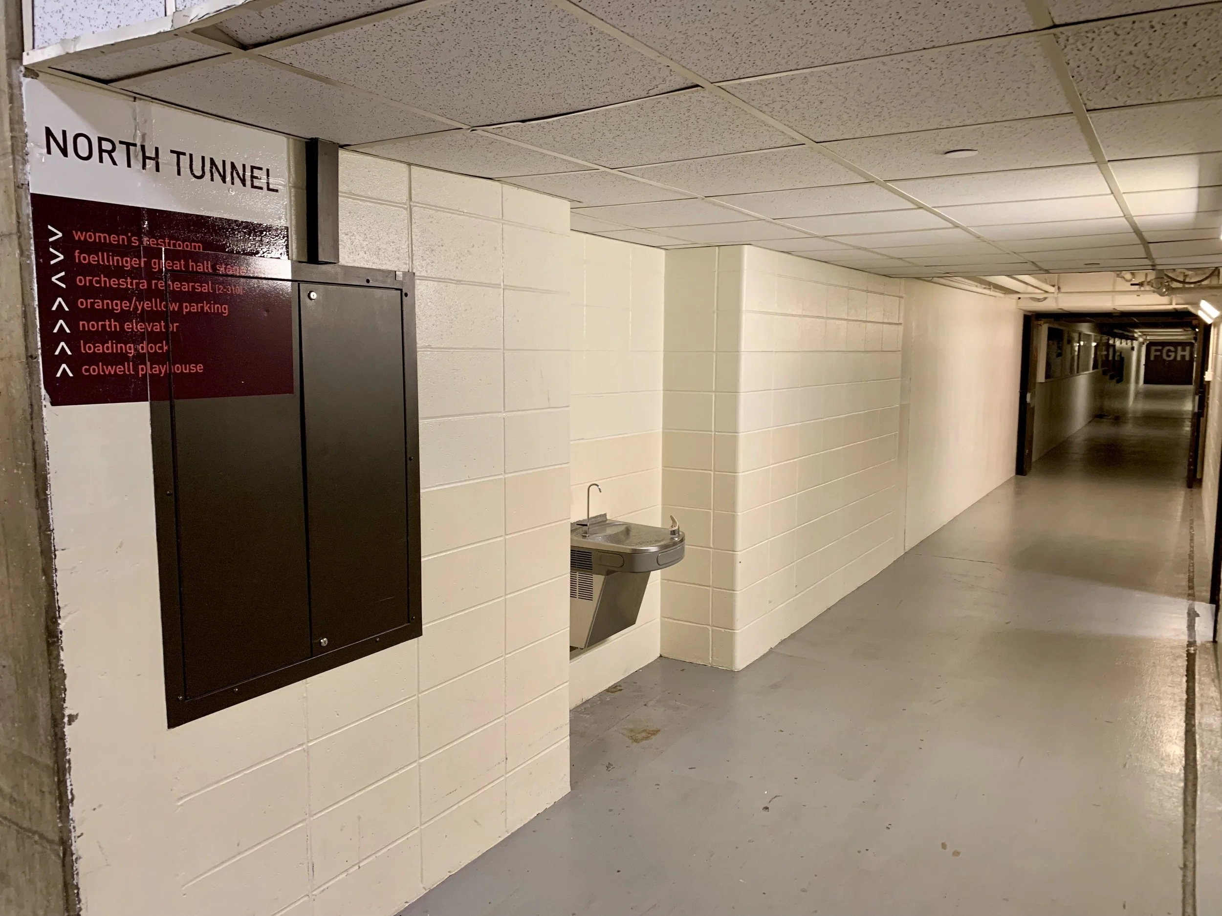 Before photo of the first half of the north Foellinger Great Hall tunnel.
