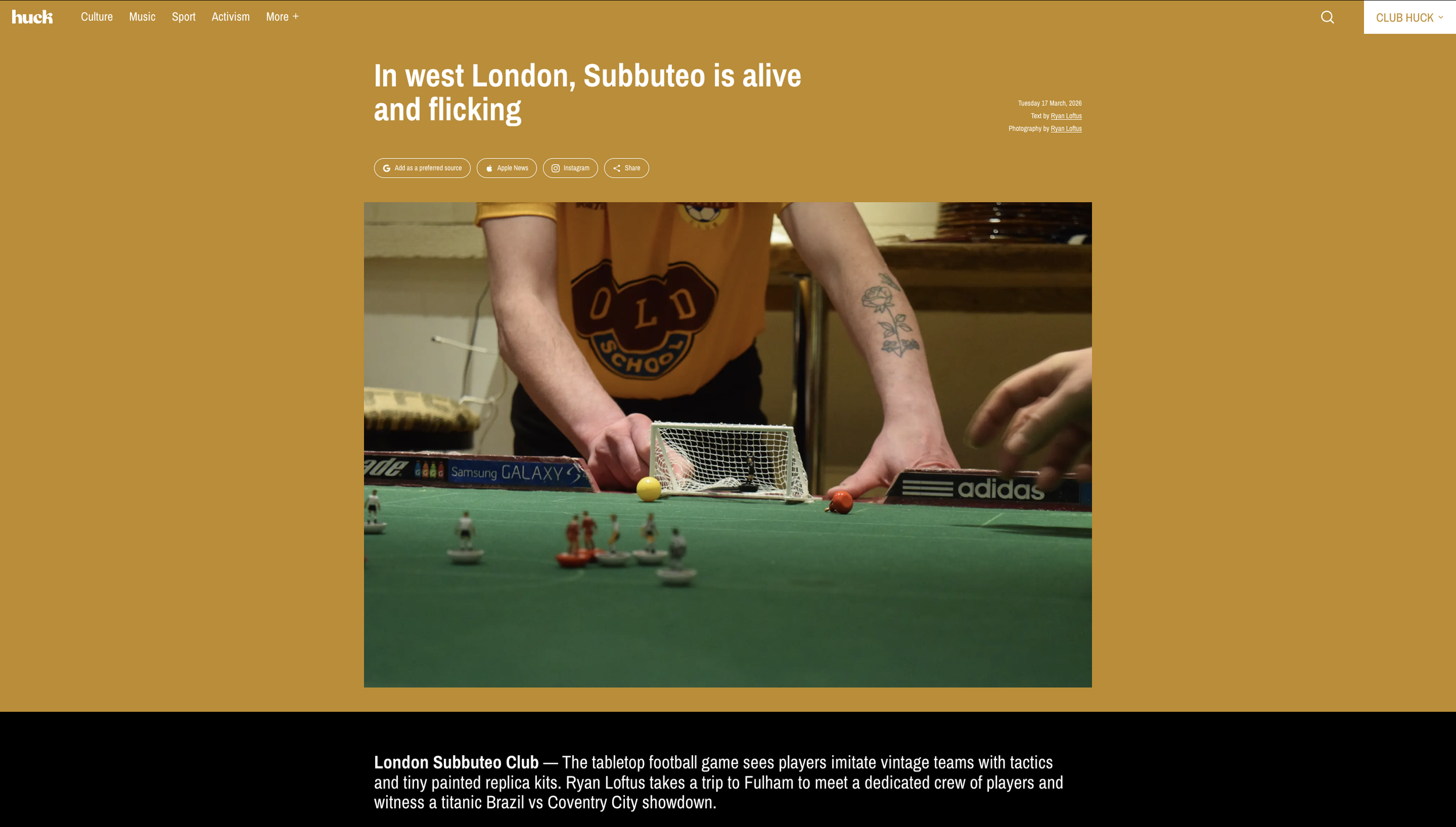 huck – london subbuteo club