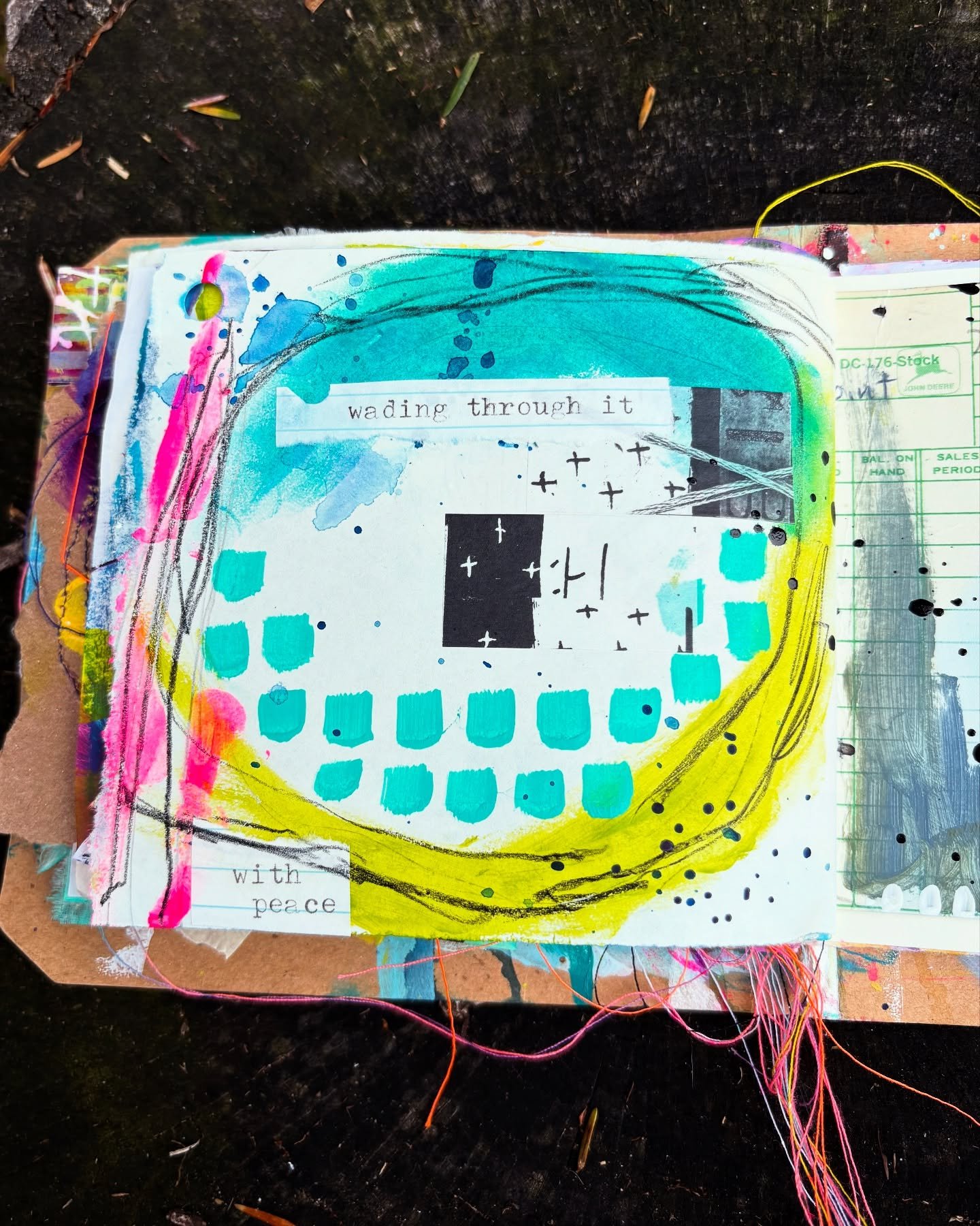 Wading through it&hellip;.with peace in her heart. 🩷 I&rsquo;ve been working in my journals a ton the last few days&hellip;.letting it all flow out. Regrouping. Mending. All. The. Things.
&bull;
Can we talk about this washi and the cute little ➕butt