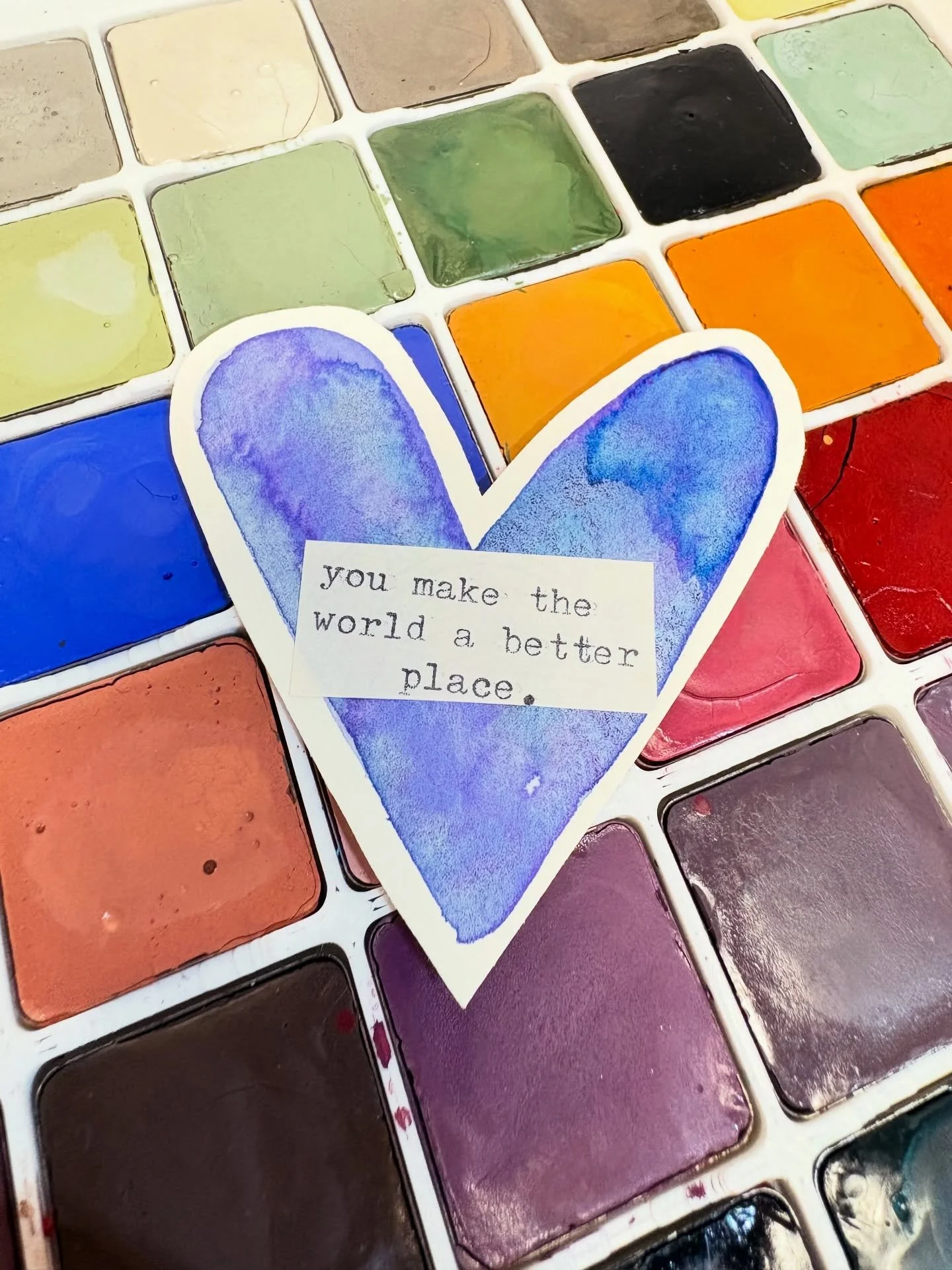 Large Conversation Hearts? Yes please. ✔️
&bull;
Wonky Typewriter Text? All Day Long. ✔️
&bull;
Also - you really do make the world a better place. ✔️✔️✔️&hearts;️
.
.
Watercolors are @31purplefish and they&rsquo;re every bit as AWESOME as they look.