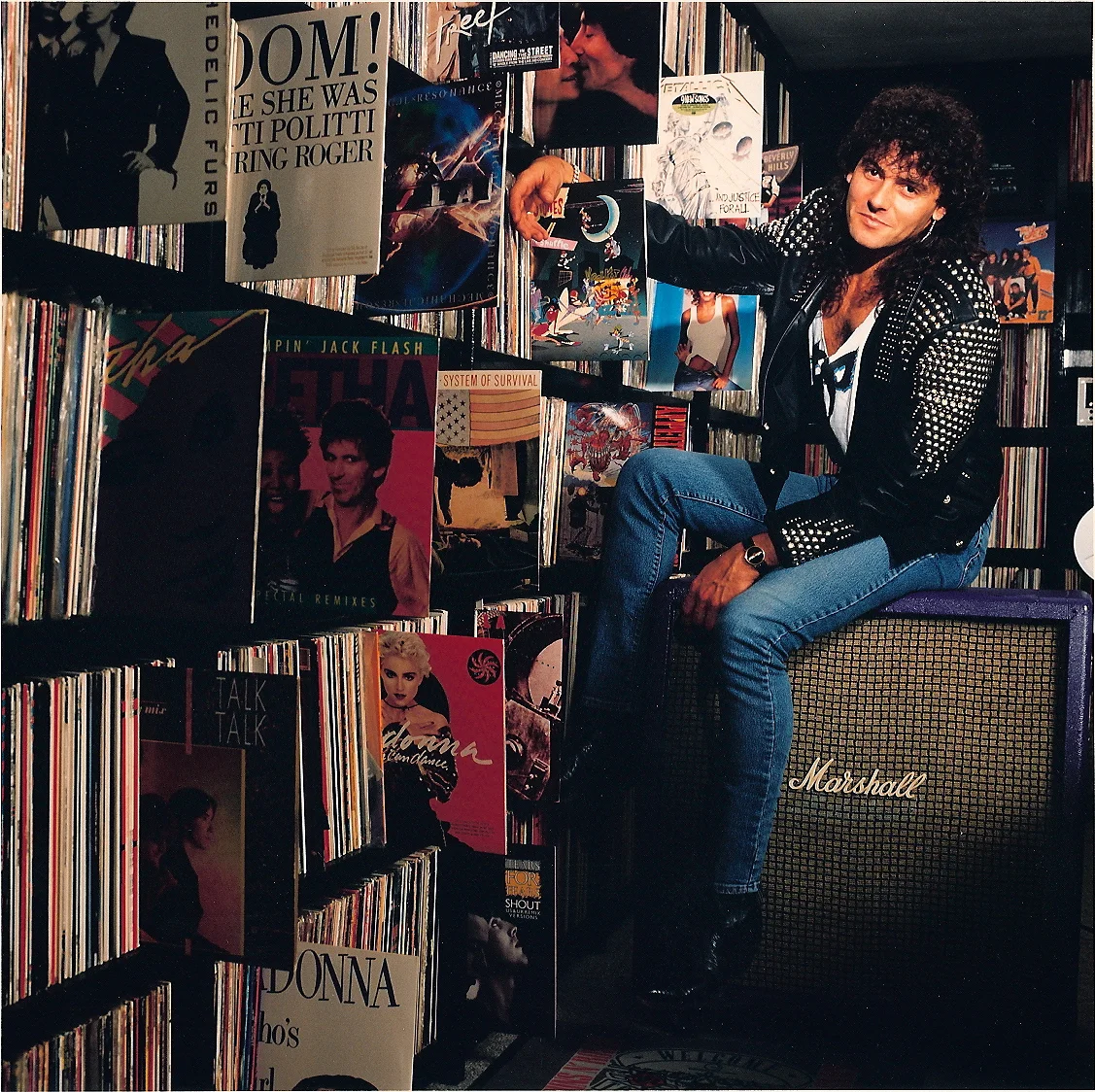 Steve with record collection, NY