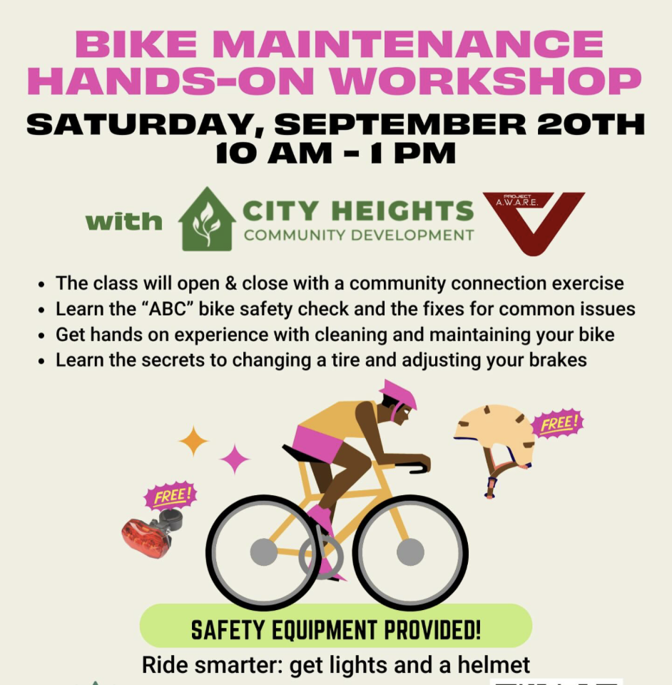 Bike Maintenance 101 Workshop in City Heights with San Diego County Bike Coalition
