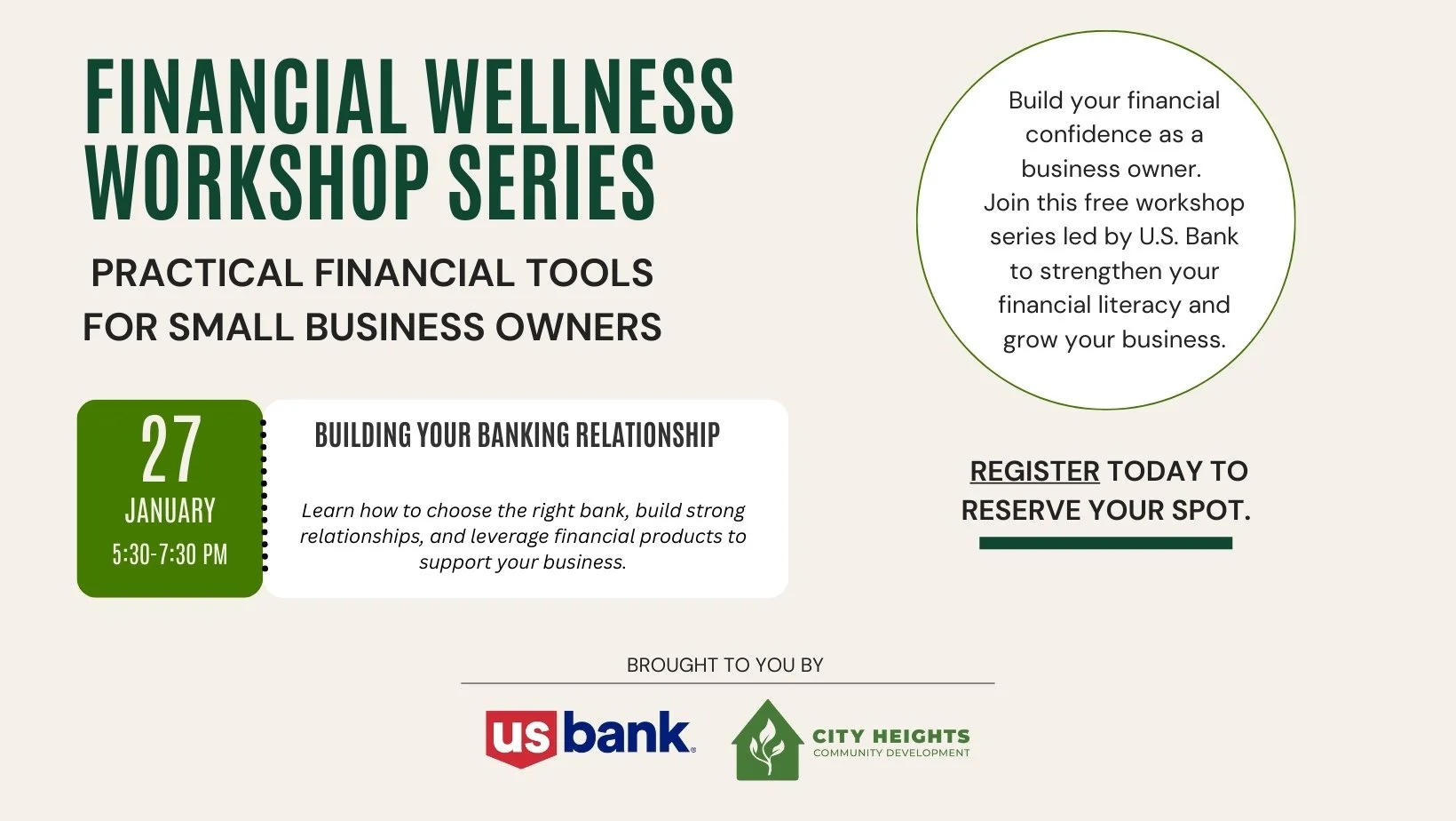 Financial Wellness Workshop Series: Building Your Banking Relationship