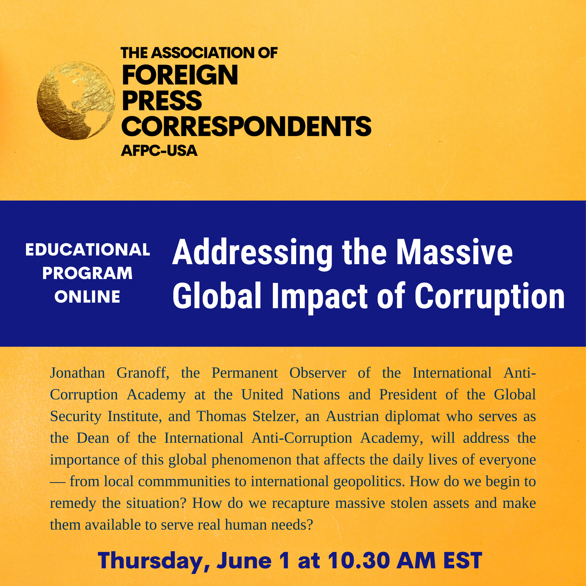 Educational Program: Addressing the Massive Global Impact of Corruption