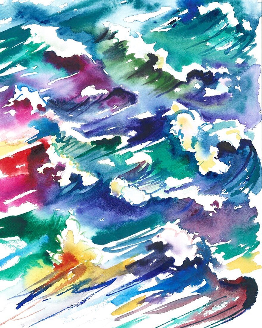 **Wild Sea**
This beauty was the first of many originals created on the first episode of @brettdennen new video series &lsquo;Paint and Play&rsquo;. Kind of like Bob Ross, only with a guitar. All works will be listed after they air on the site. This 