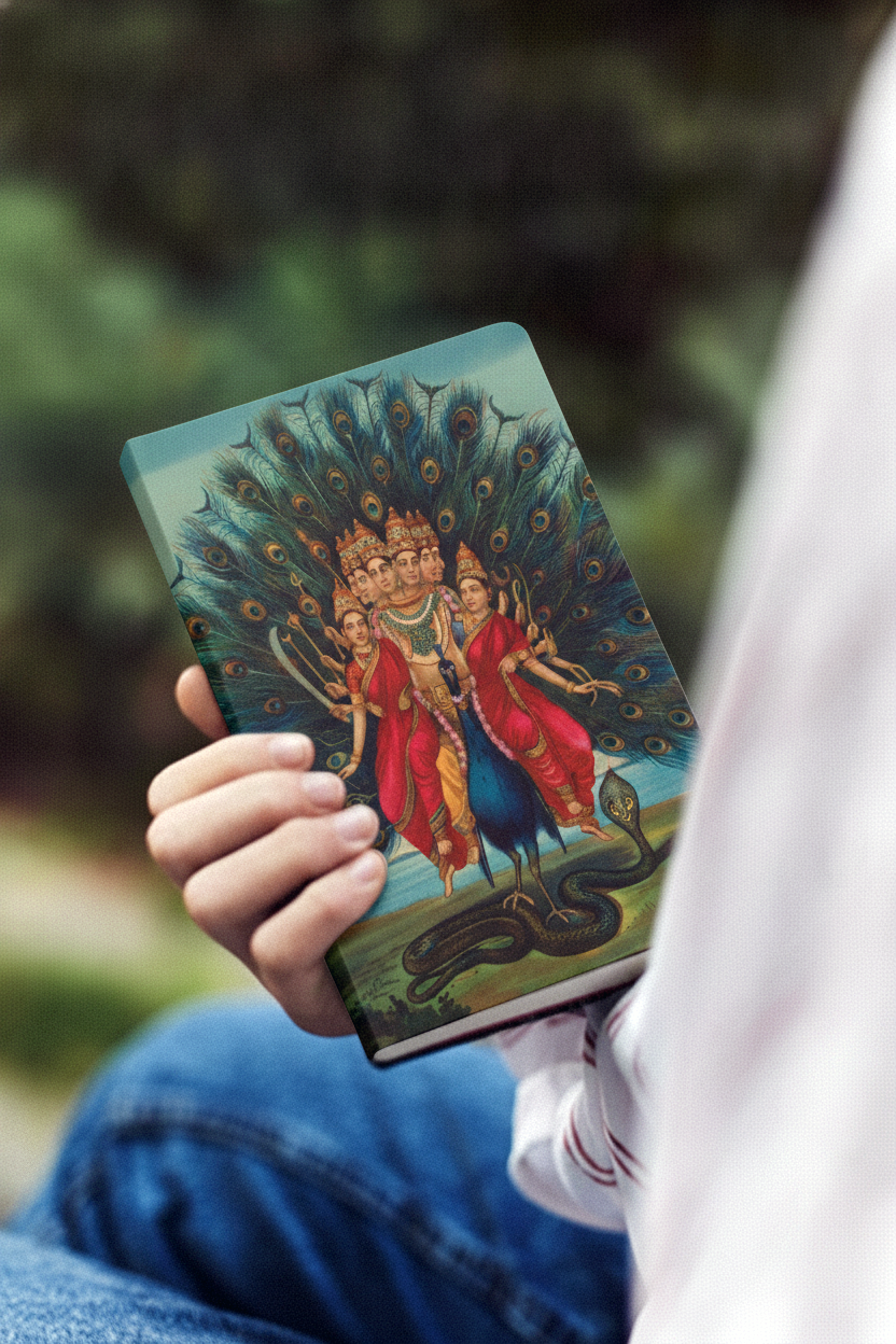 Lord Muruga (Raja Ravi Varma Print)  Large Notebook
