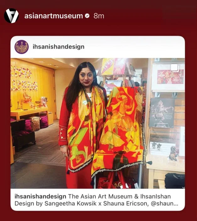 Sangeetha Kowsik at the Asian Art Museum with her Ihsan Ishan Design collection created for the museum store.