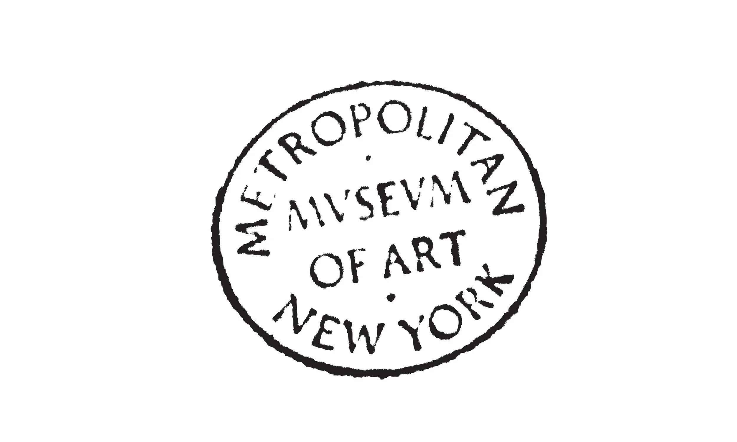 Redrawn historic Metropolitan Museum of Art stamp incorporated into the visual identity for The Steins Collect exhibition.