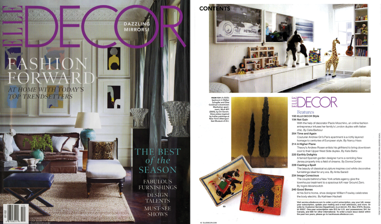 ELLE DECOR magazine featuring Metropolitan Museum of Art products designed by Sangeetha Kowsik.