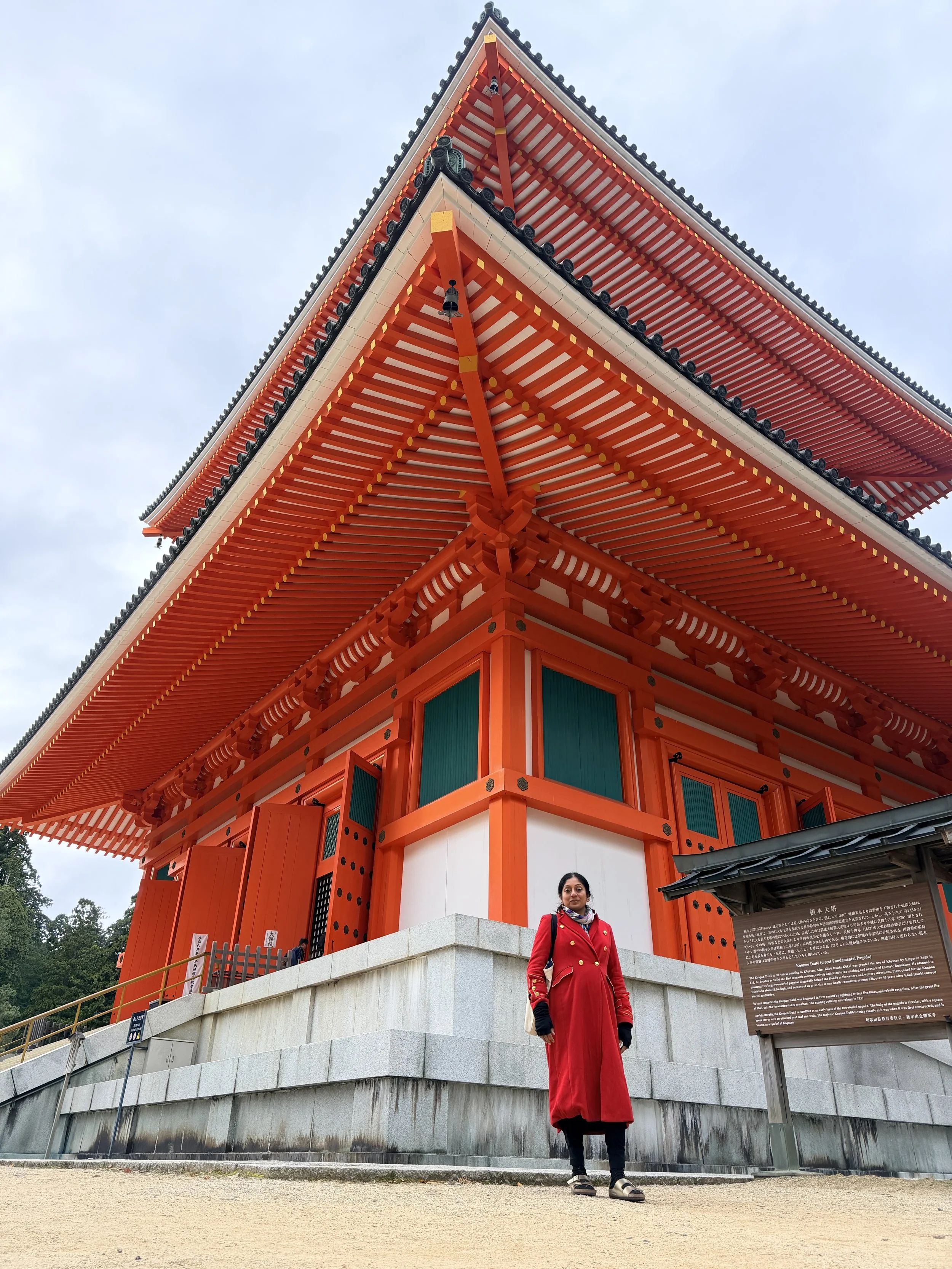 Hindu Chaplain Sangeetha Kowsik visiting a Buddhist temple in Japan as part of her exploration of sacred spaces and faith traditions.
