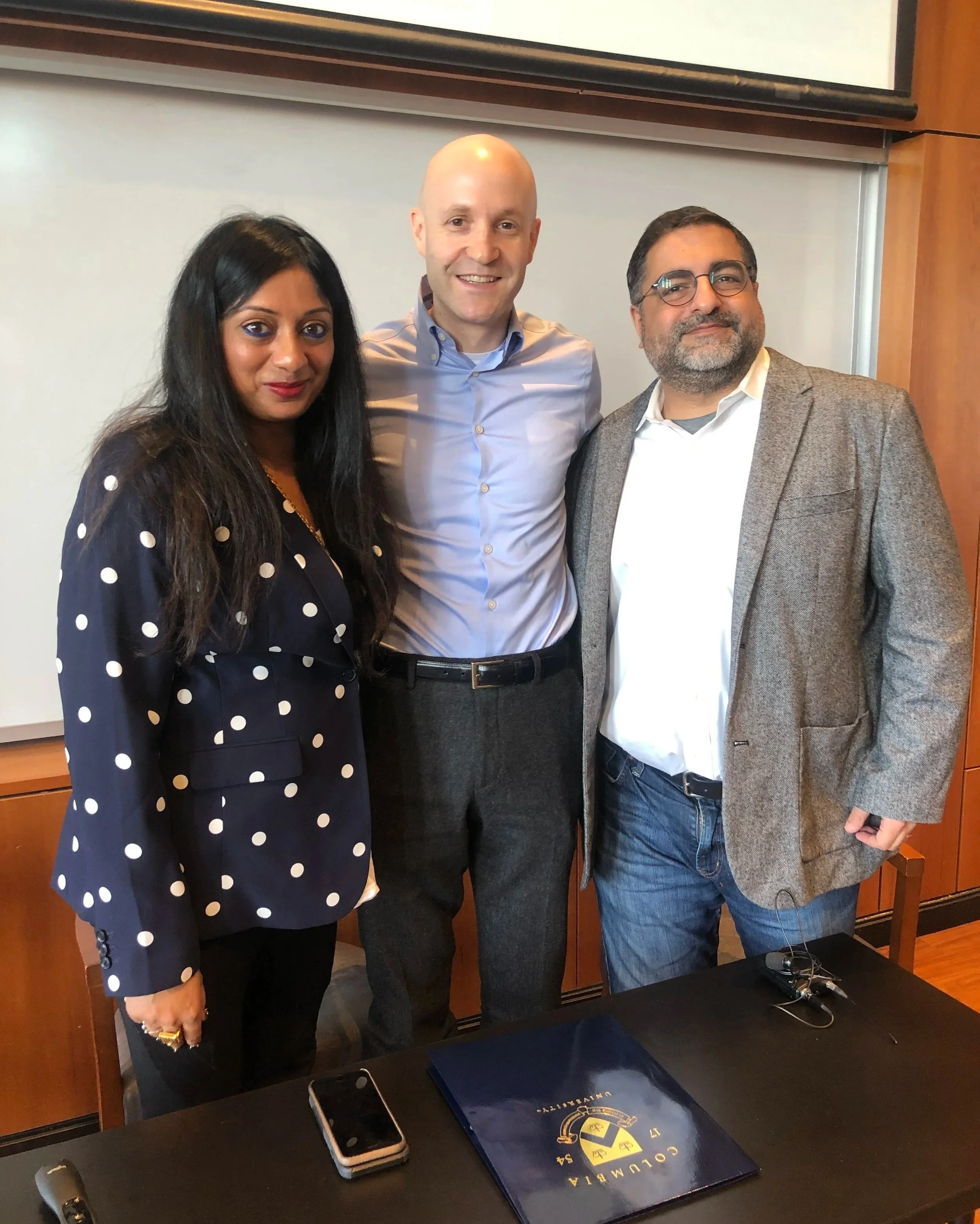 Hindu Chaplain Sangeetha Kowsik with fellow speakers at an interfaith program at Columbia University.
