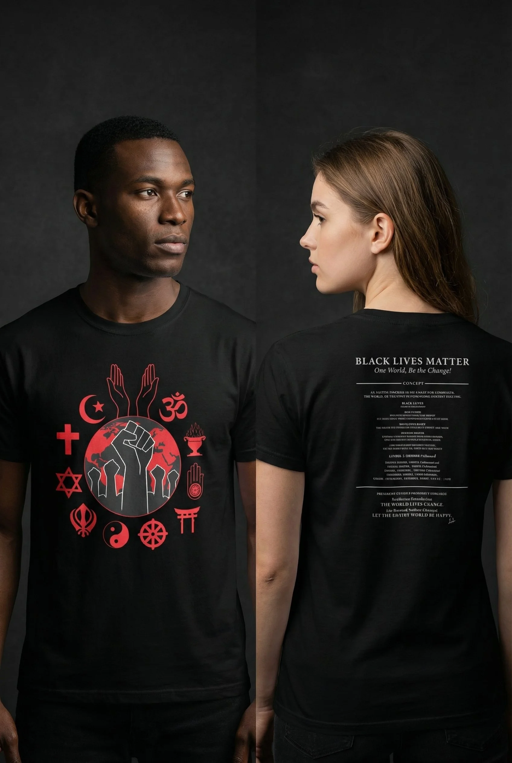 BLACK LIVES MATTER :  One World. Be the Change. (Unisex Tee)