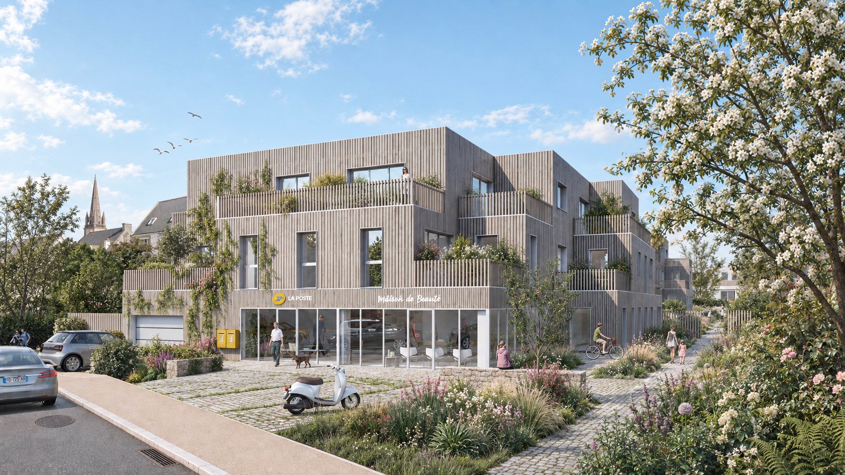 Axel Aucouturier Architecte et Paysagiste - Immeuble collectif Arzon centre-bourg, mur ossature bois, Kermarrec promotion