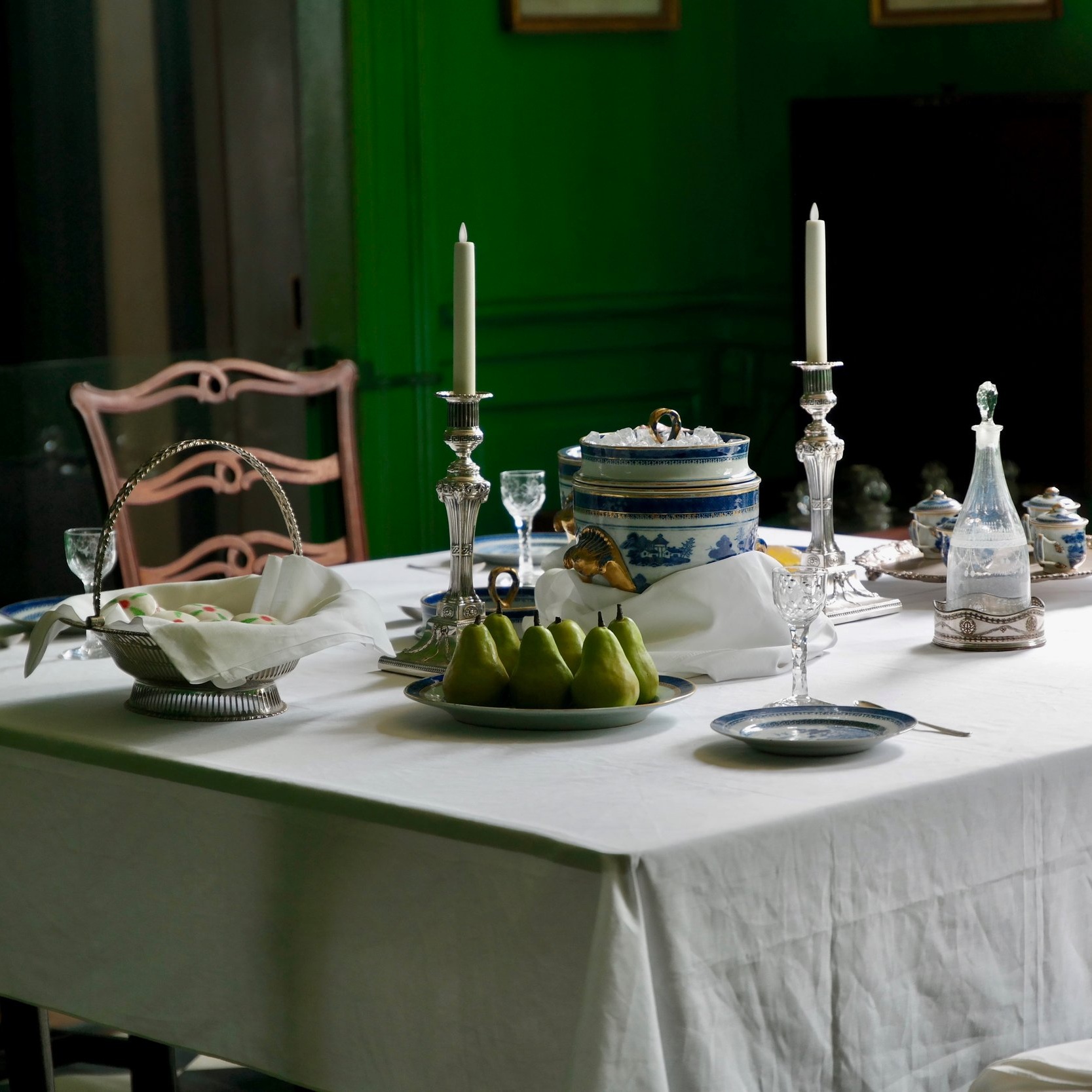 A recreated historic table is set for dinner.