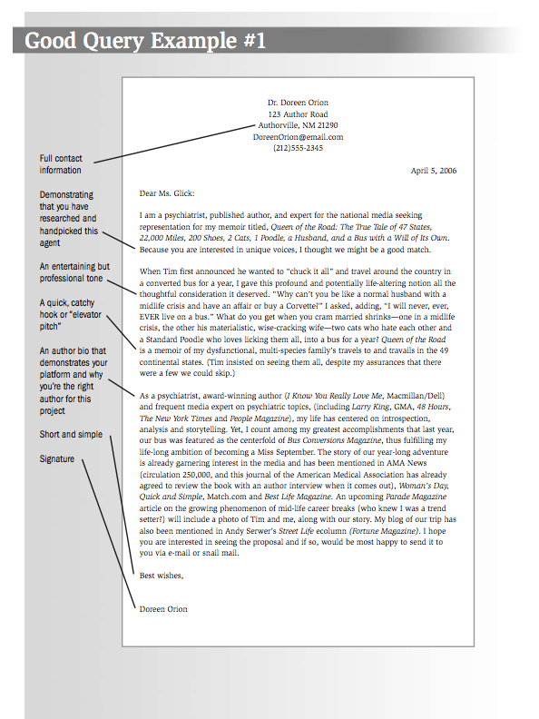 An effective query (taken from https://www.writersdigestshop.com/query-letter)