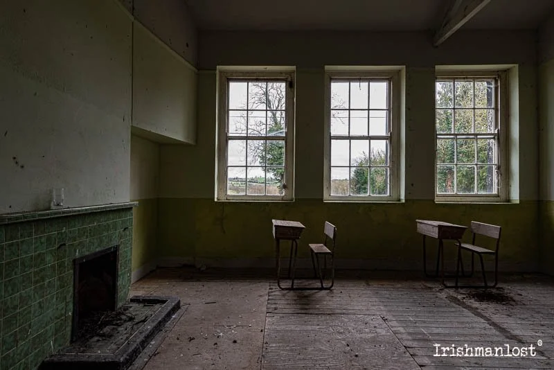 Abandoned classroom inside Anny National School, Ireland