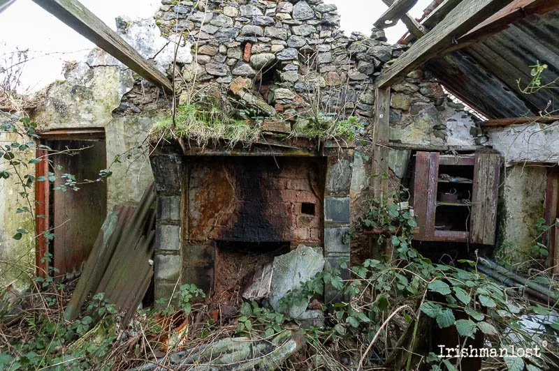 old fireplace of a abandoned cottage in northern ireland