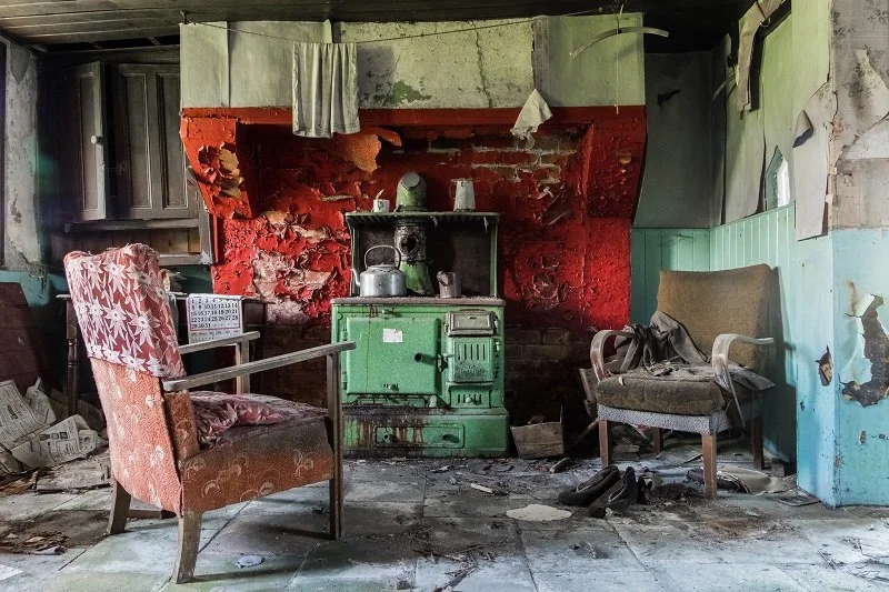 An old green stove in a abandoned cottage somewhere in Northern Ireland