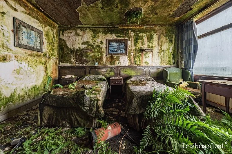 a former hotel room from a abandoned hotel  in donegal