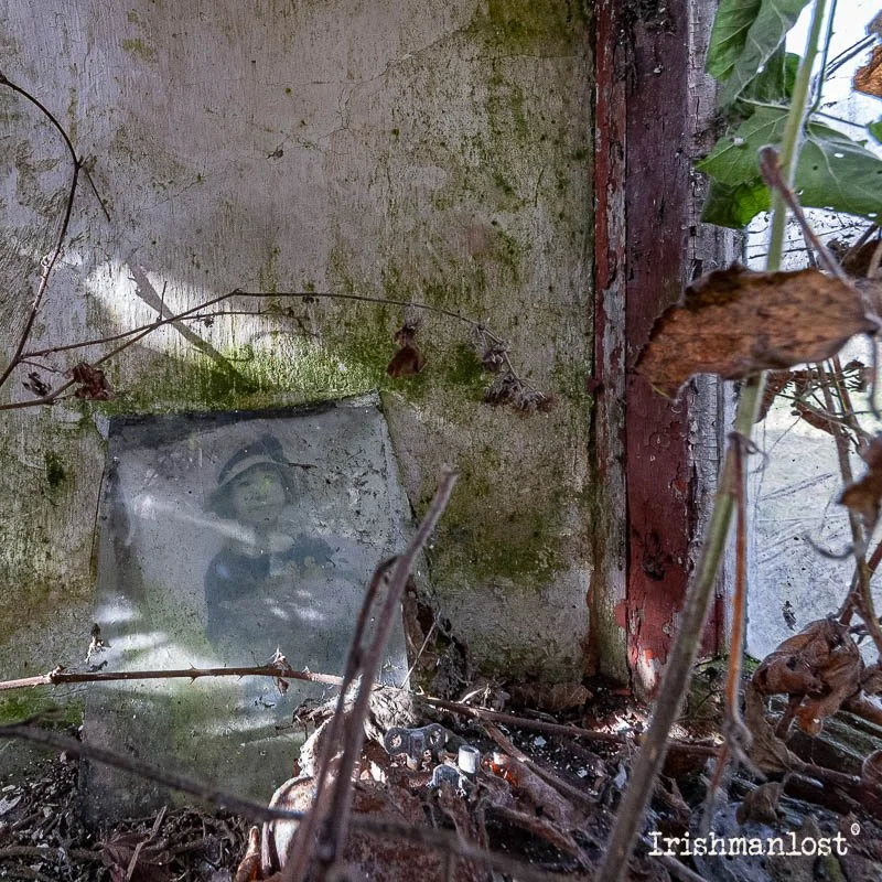A picture of a girl in a abandoned cottage in northern ireland
