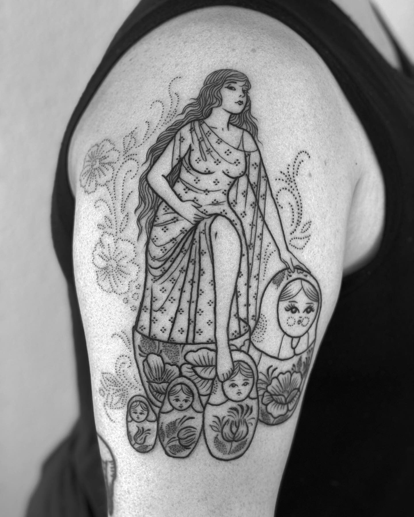 Such a fun piece of Matryoshka dolls with a goddess ✨ .
.
.
.
.
#tattoos #austin #texas #austintattoo  #blxckink #blackworkers #blackwork #blackworkartists #darkartists  #blackworkers_tattoo