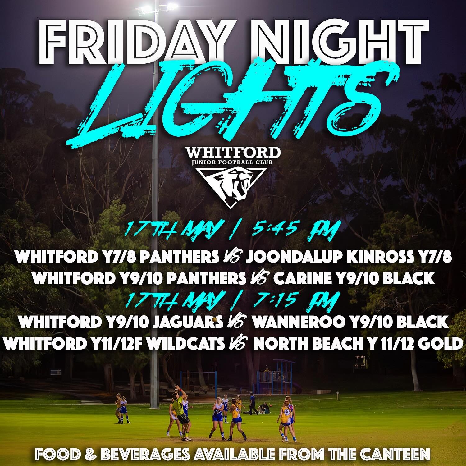 Round 4 kicks off tomorrow night down at MacDonald Reserve. You can feed the family at a very reasonable price and catch up with friends whilst watching 4 live games of footy on the park! See you there!

#wjfc_wildcats #wafooty #wajuniorfooty