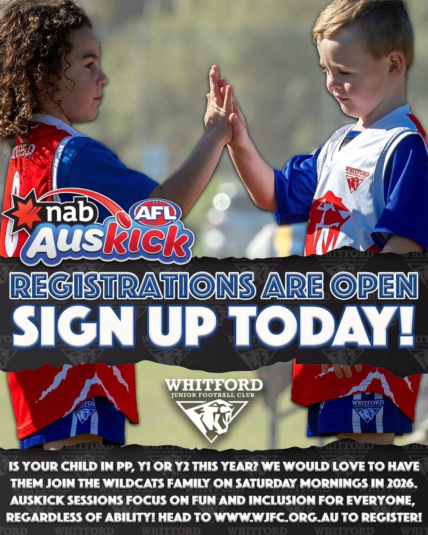 Auskick Rego&rsquo;s are OPEN for 2026! We&rsquo;d love for you all to join us this year!!
Let&rsquo;s Goooooooooo!!!

@aflauskick 

#wjfc_wildcats #auskick