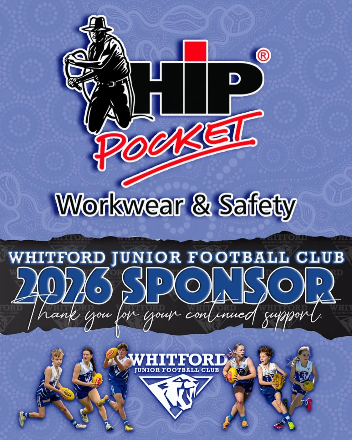 The Whitford Junior Football Club would like to acknowledge Hip Pocket Workwear and Saftey in Balcatta for their continued sponsorship and contribution to our football club. 
Thank you for signing on once again in 2026, we appreciate you!

#wjfc_wild
