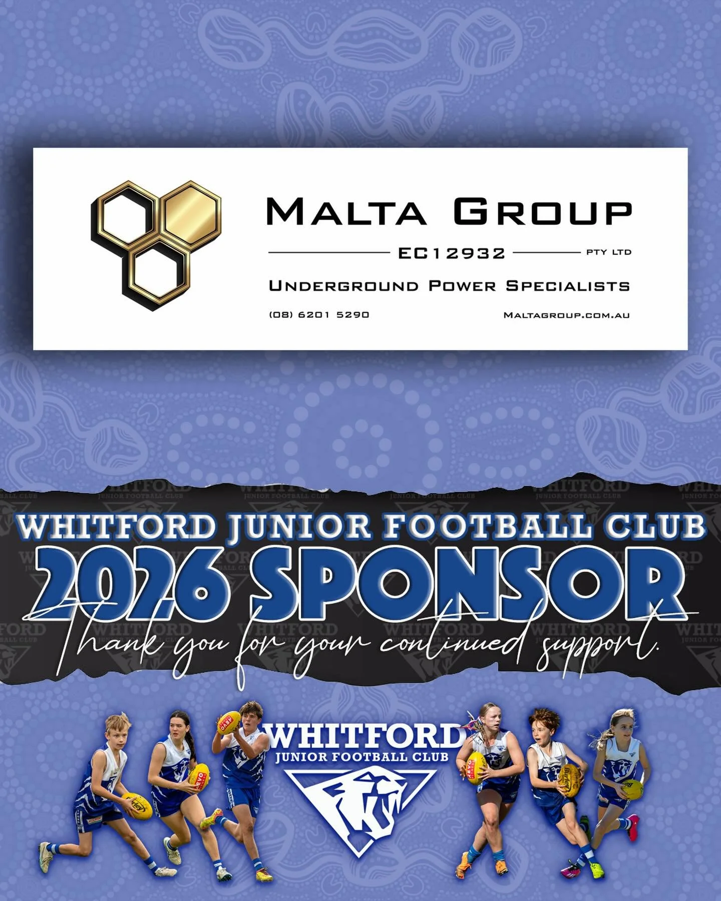 The Whitford Junior Football Club would like to acknowledge the Malta Group for their sponsorship and contribution to our football club for 2026.
The entire club appreciates your support!

#wjfc_wildcats