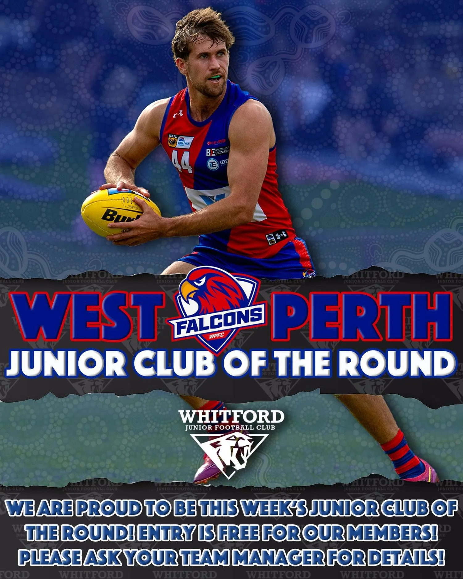 We are stoked to be this week&rsquo;s @westperthfc Junior Club of the Round.
Head on up to see the Mighty Falcons take on the Lions on Saturday and entry is completely FREE! Ask your Manager for the details to pre-book your tickets!

All 5 teams play