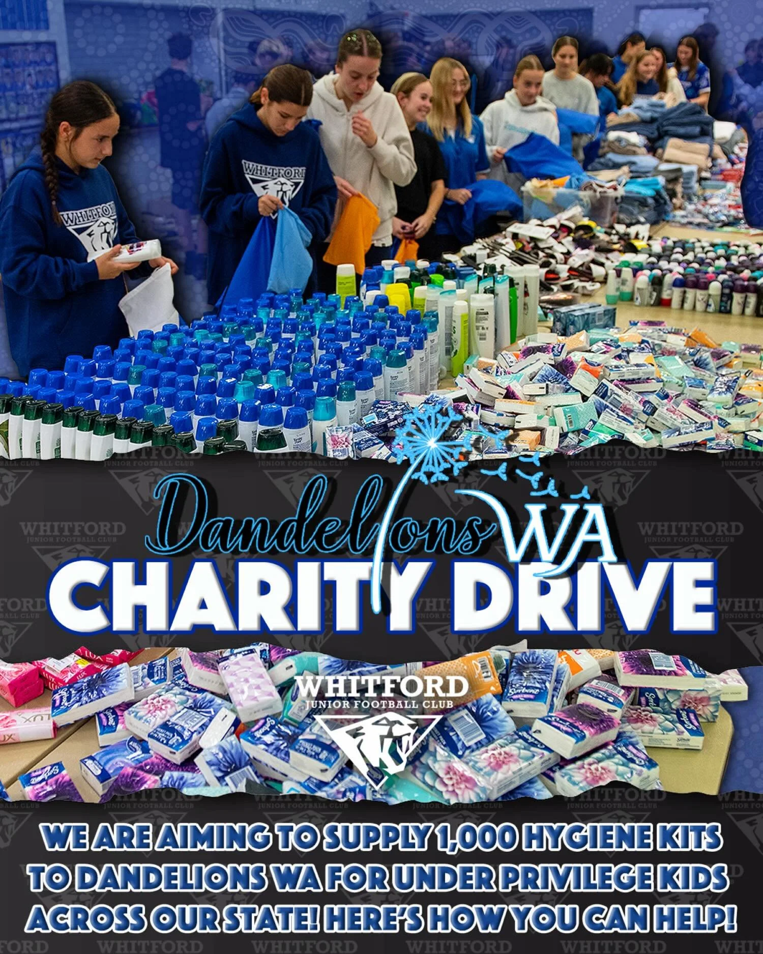 @dandelionswa x @wjfc_wildcats 

Last year we ran a charity drive for @dandelionswa and were able to provide and pack 210 hygiene kits for under privileged kids around WA.
This year, we are aiming for 1,000! One for every playing member of our club.
