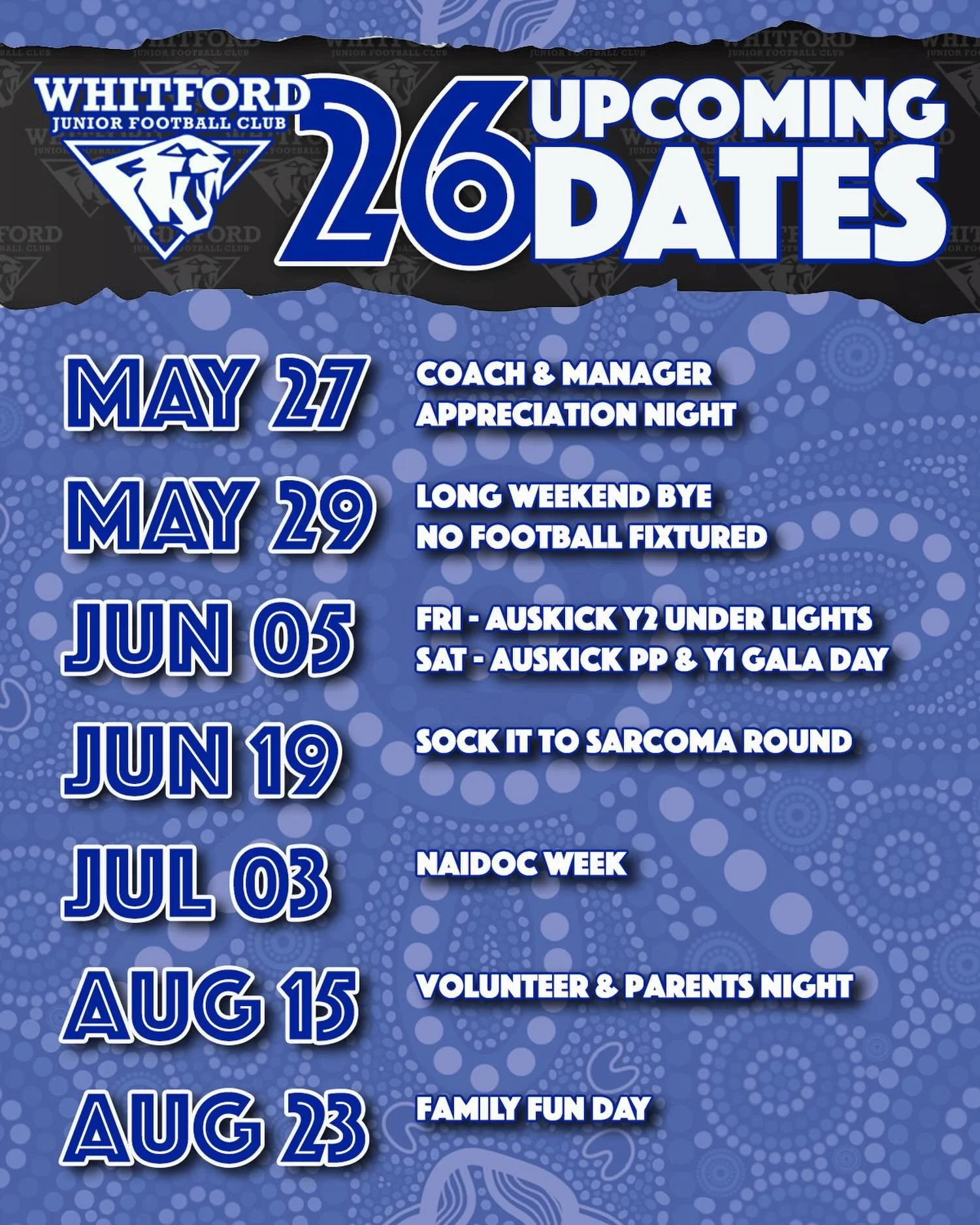 Just a little note to let you know what&rsquo;s on the horizon over the next few months! 
Update the Calendar peeps!

#wjfc_wildcats