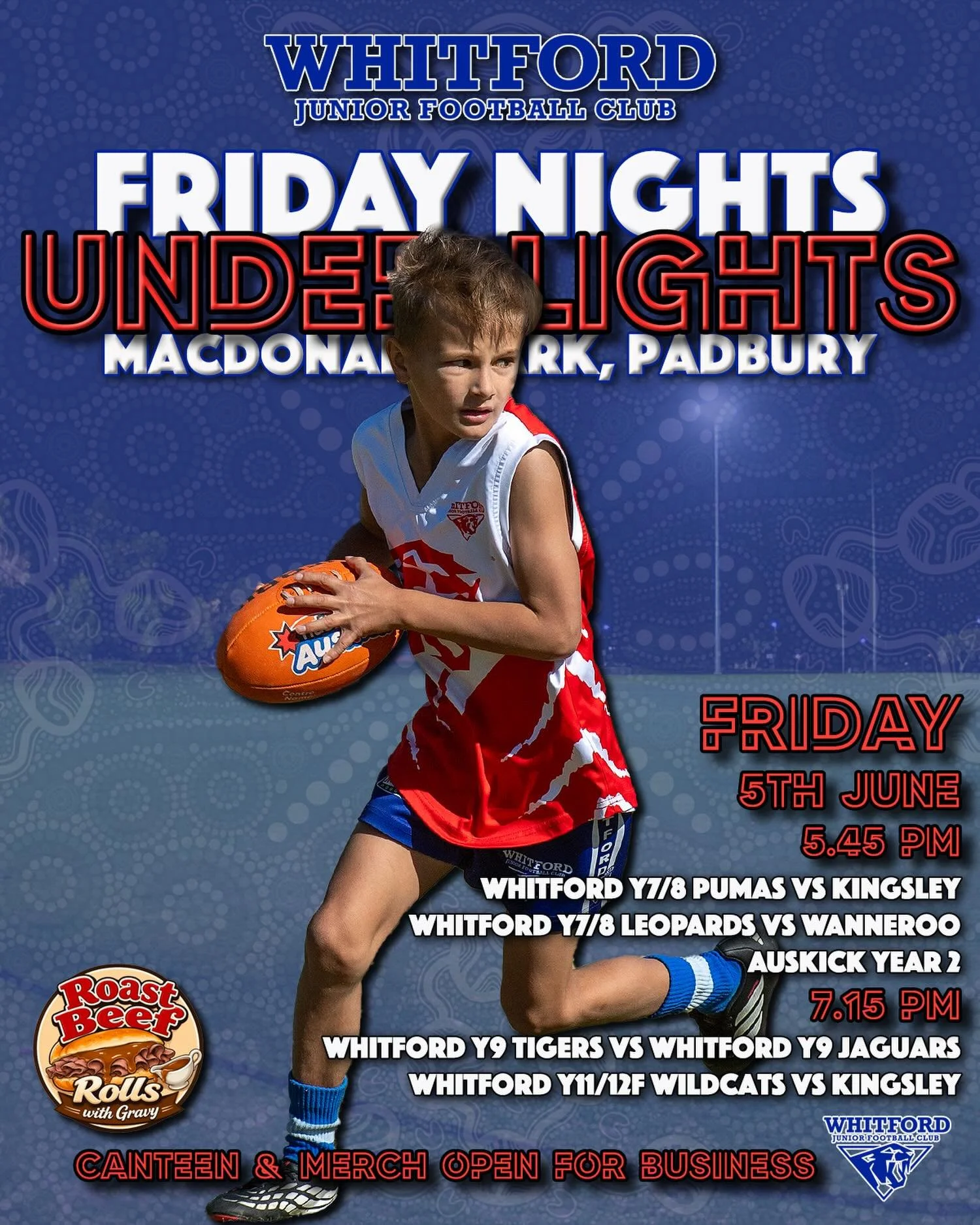 It will be a packed house tomorrow night as we have 4x Games and our Year 2 Auskickers joining us for games Under Lights!
Roast Beef and Gravy Rolls will be served in the canteen for a cheap and easy dinner!!!
See you down there!!

#wjfc_wildcats
