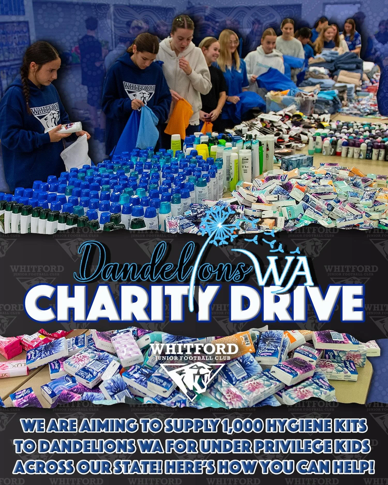 CHARITY DRIVE REMINDER&hellip;

@dandelionswa x @wjfc_wildcats 

Last year we ran a charity drive for @dandelionswa and were able to provide and pack 210 hygiene kits for under privileged kids around WA.
This year, we are aiming for 1,000! One for ev
