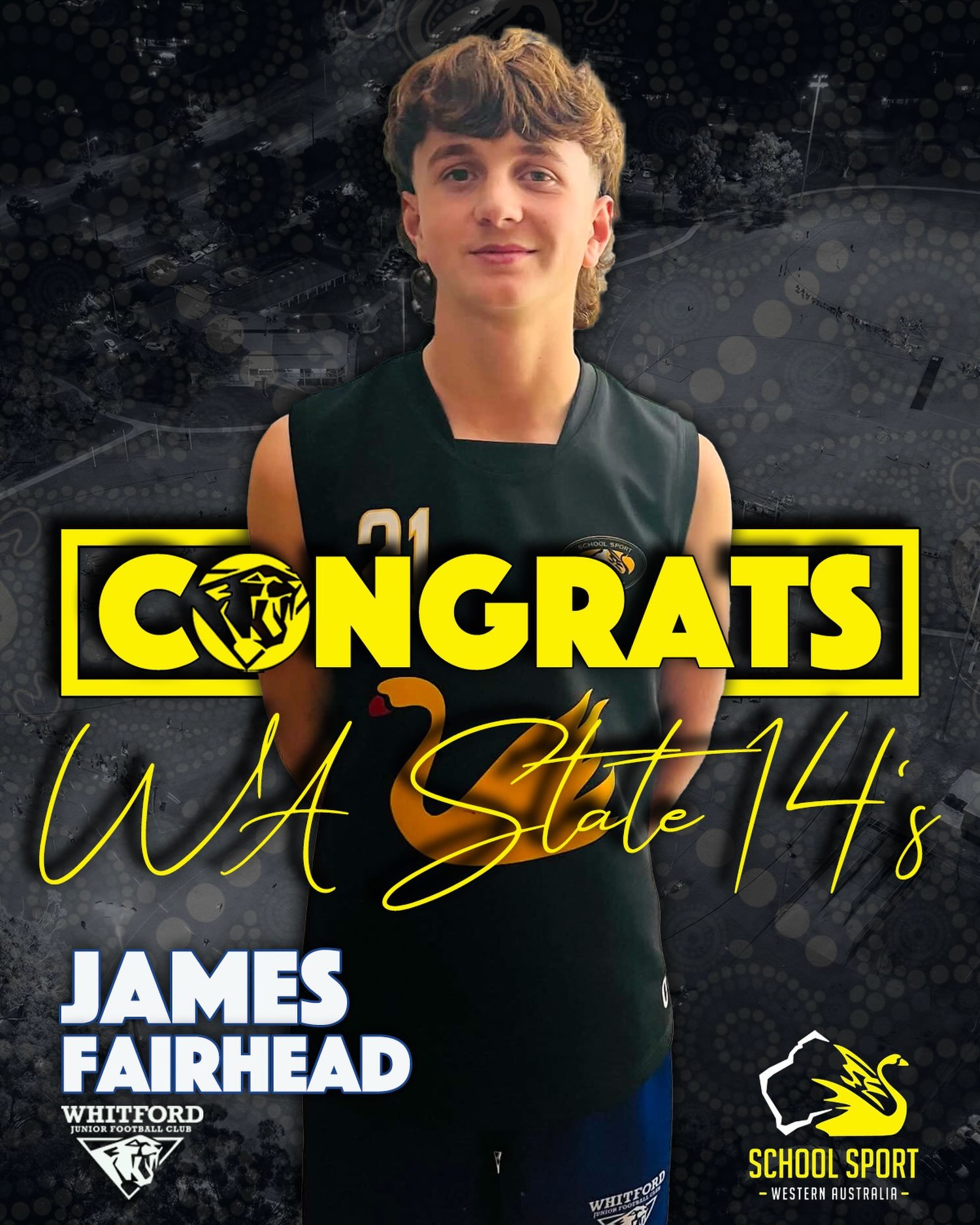 On behalf of the entire Whitford Junior Football all Club, we would like to congratulate James Fairhead from our Y9 Tigers on being selected to the WA State 14&rsquo;s Team currently competing over in Melbourne!
Best of luck James!!

#wjfc_wildcats