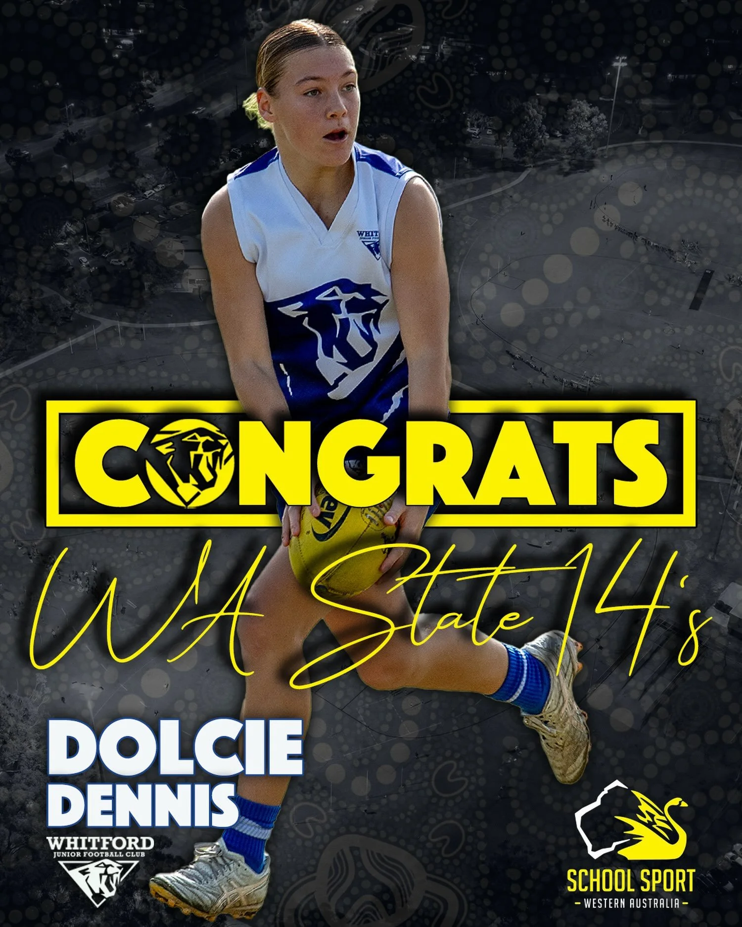 On behalf of the entire Whitford Junior Football all Club, we would like to congratulate Dolcie Dennis from our Y8 Bobcats on being selected to the WA State 14&rsquo;s Team currently competing over in Melbourne!
Go get &lsquo;em Dolcie!!

#wjfc_wildc