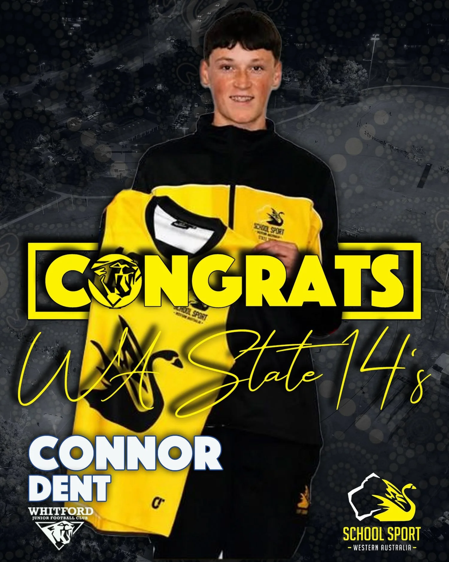 On behalf of the entire Whitford Junior Football all Club, we would like to congratulate Connor Dent from our Y9 Jaguars on being selected to the WA State 14&rsquo;s Team currently competing over in Melbourne!
Wishing you the best of luck Connor!!

#