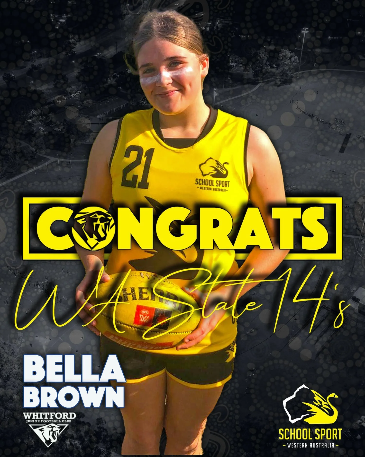 On behalf of the entire Whitford Junior Football all Club, we would like to congratulate Bella Brown from our Y7/8 Pumas on being selected to the WA State 14&rsquo;s Team currently competing over in Melbourne!
Give &lsquo;em hell Bella!!

#wjfc_wildc