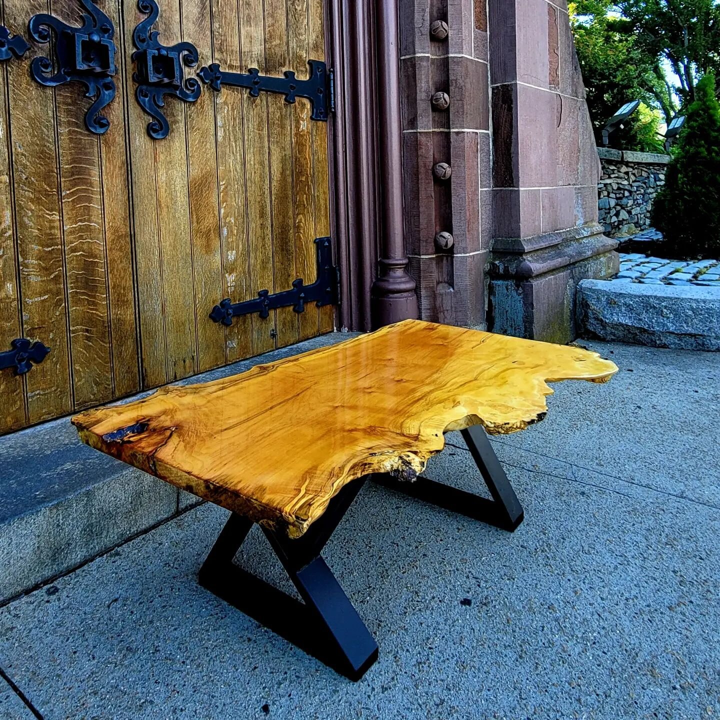 Burl Maple Coffee Table on its way to new clients in Golden, CO. This sugar maple tree came from Stanwich Road which divides Stamford and Greenwich Connecticut. The land remained unclaimed by both townships because the terrain was virtually impassabl
