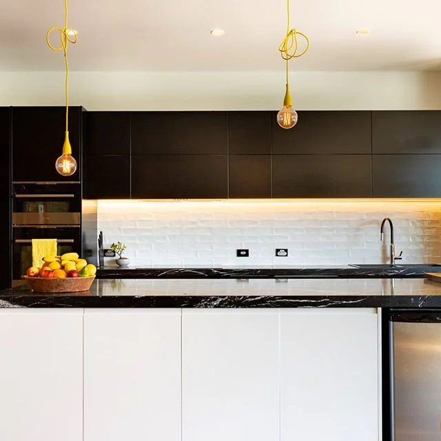 Black, white and yellow. Kitchen design on point!  #kitchendesign #interiordesign #yellow #kitchen #homeimprovement #amazing #instakitchen #instahome #interiorphotography #instafollow #instagood #instacool