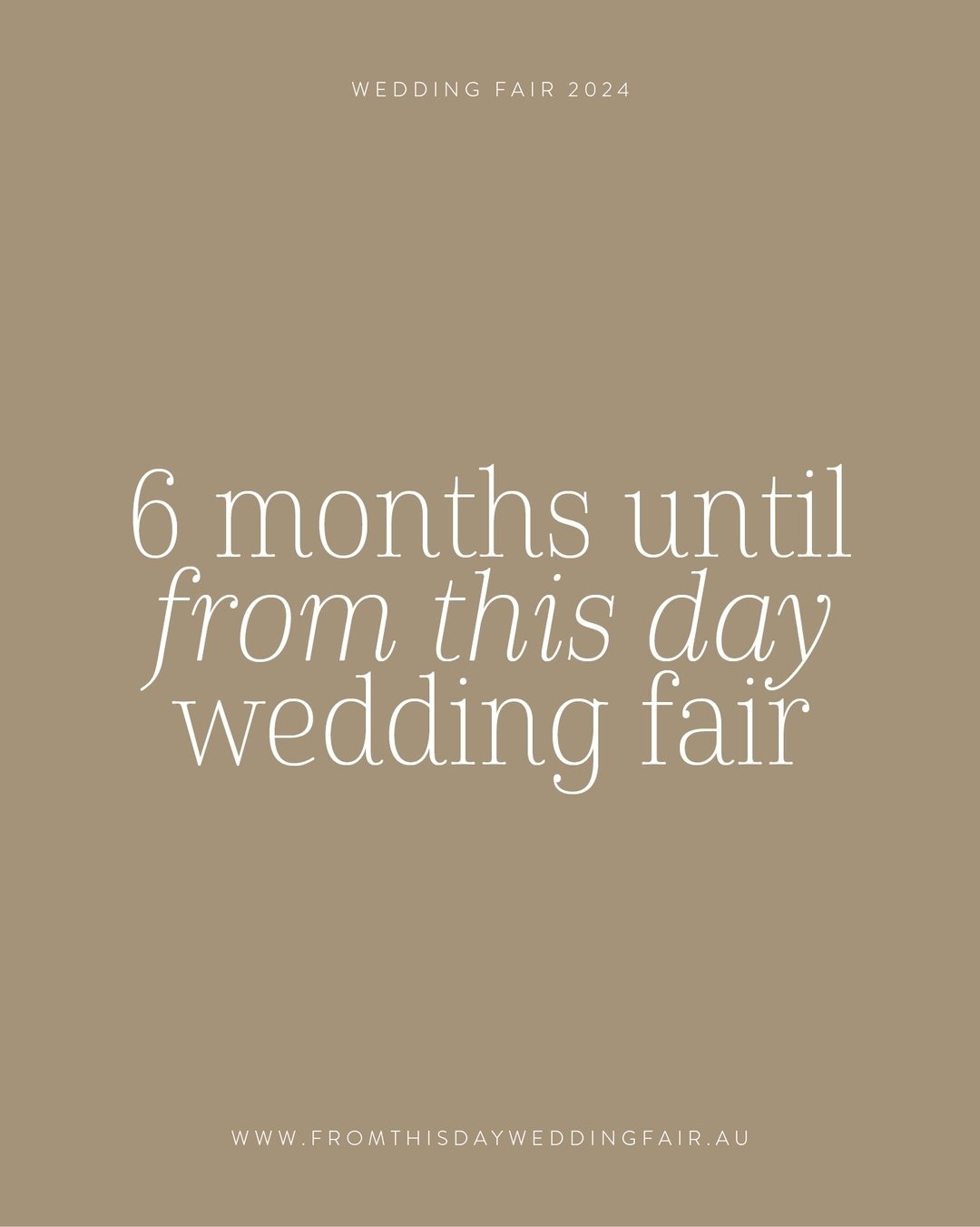 6 MONTHS UNTIL OUR 2024 WEDDING FAIR!!

Have you secured your FREE event tickets yet? 

Simply head to the link in our bio and get yours today!

✨ Sunday 27 October
✨ Sabina River Farm
✨ 12:00pm - 3:00pm
✨ Food, drinks, live music, heaps of wedding i
