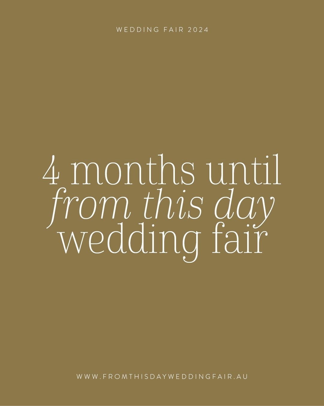 4 MONTHS UNTIL FROM THIS DAY WEDDING FAIR 2024!

Have you secured your FREE event tickets yet? 

Simply head to the link in our bio and get yours today!

✨ Sunday 27 October
✨ Sabina River Farm
✨ 12:00pm - 3:00pm
✨ Food, drinks, live music, heaps of 