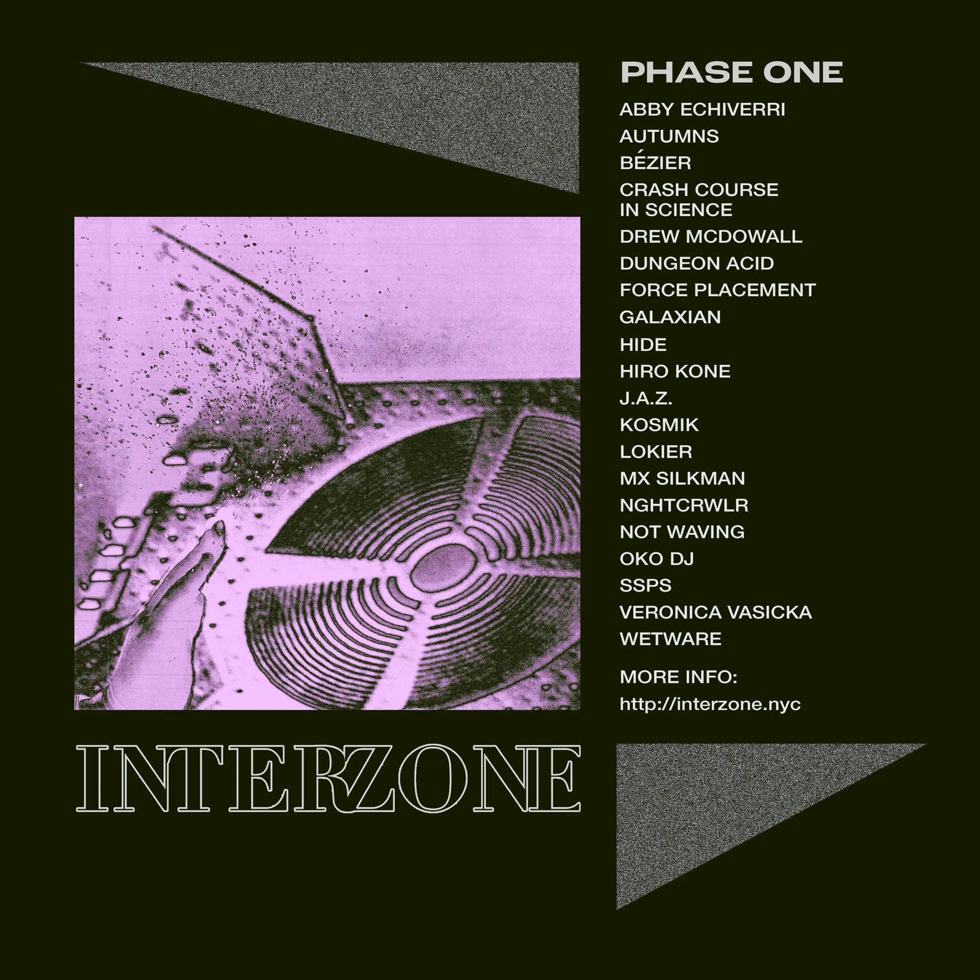 INTERZONE: a collaboration between six promoters & more in NYC Oct 17 - 20, 2019. More info & passes: http://interzone.nyc