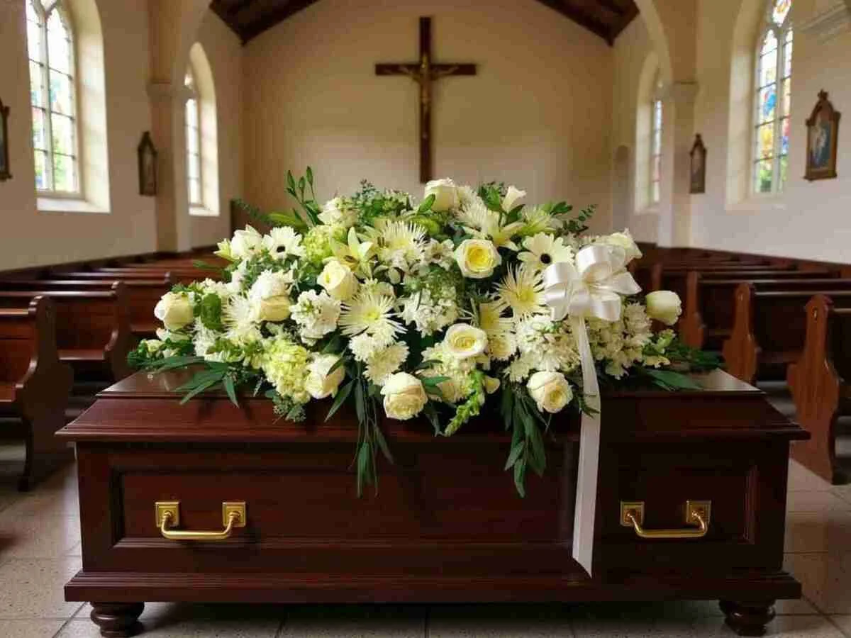 Pure White Casket Spray