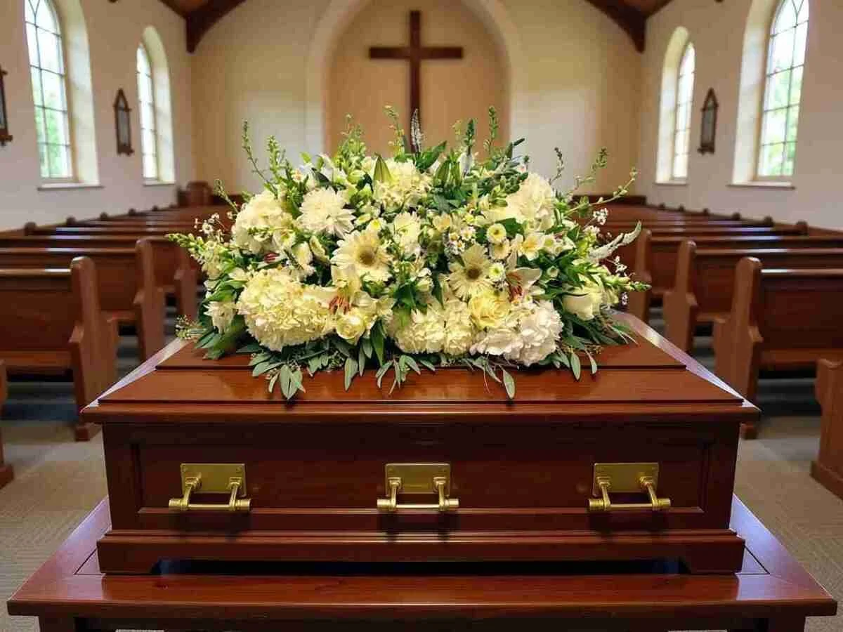 All White casket Spray