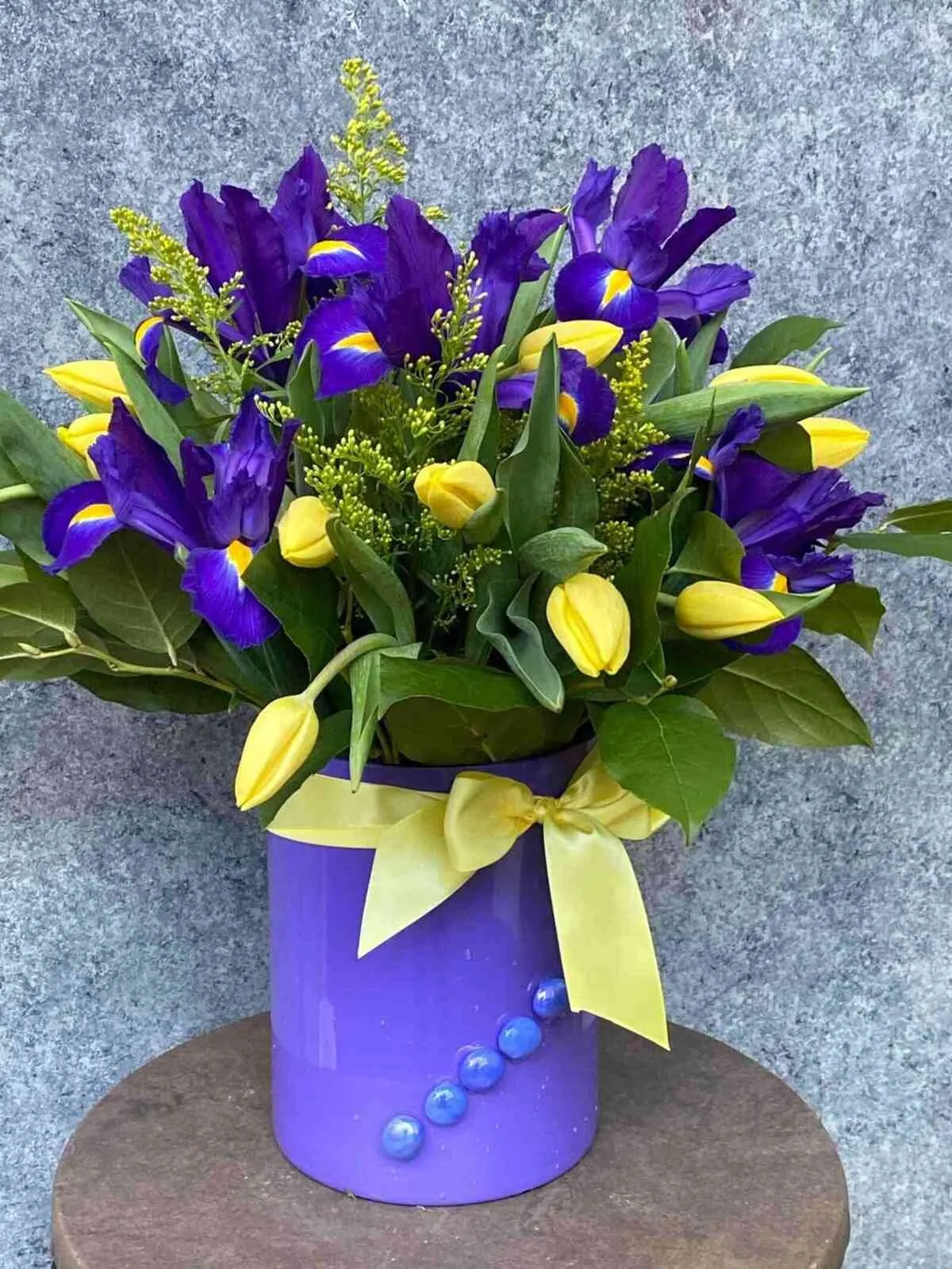 Fanciful Iris & Tulips, roses